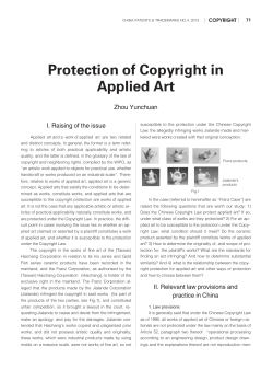 Protection of Copyright in Applied Art