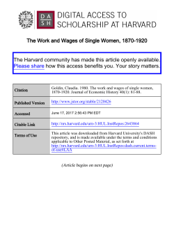 The Work and Wages of Single Women, 1870-1920