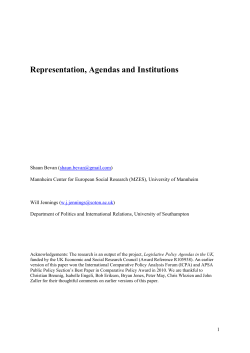 Representation, Agendas and Institutions