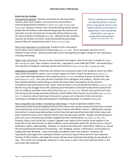 Diversity Issues in Mentoring Know the Key Findings Less access to
