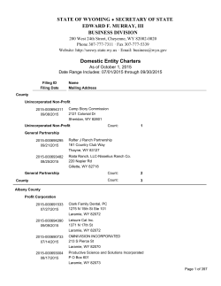 Domestic Entity Charters - Wyoming Secretary of State