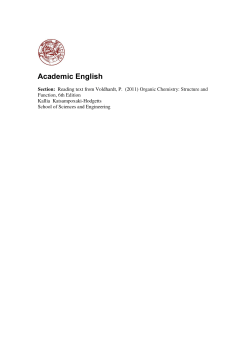 Reading text from Voldhardt, P. (2011) Organic Chemistry