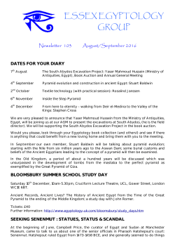 August 16 Newsletter - Essex Egyptology Group