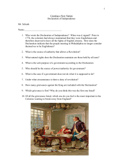 1. Who wrote the Declaration of Independence?