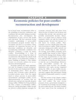 Economic Policies for Post-Conflict Reconstruction and Development