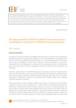 EBF response to EBA on draft ITS on procedures, forms and