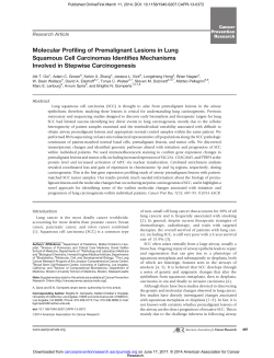 Molecular Profiling of Premalignant Lesions in Lung Squamous Cell