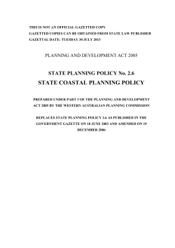 STATE PLANNING POLICY No. 2.6 STATE COASTAL PLANNING