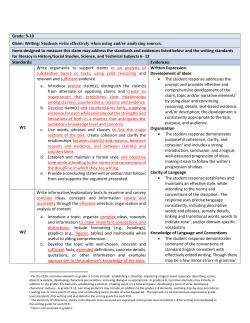 Grade: 9-10 Claim: Writing: Students write effectively when using