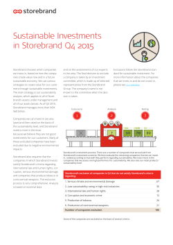 Sustainable Investments in Storebrand Q4 2015