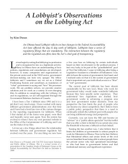 A Lobbyist`s Observations on the Lobbying Act