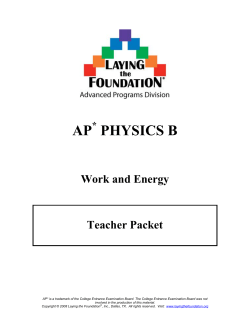 AP * PHYSICS B Work and Energy Teacher Packet