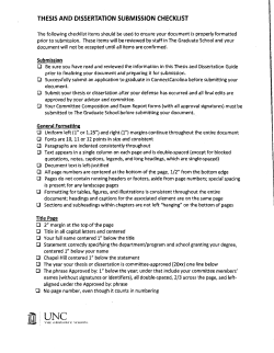 thesis and dissertation submission checklist - UNC