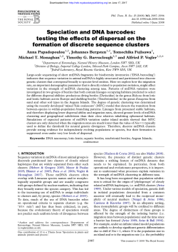 Speciation and DNA barcodes - Philosophical Transactions of the