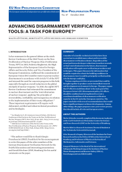 advancing disarmament verification tools: a task for europe?