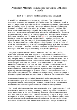 Protestant Attempts to Influence the Coptic Orthodox Church