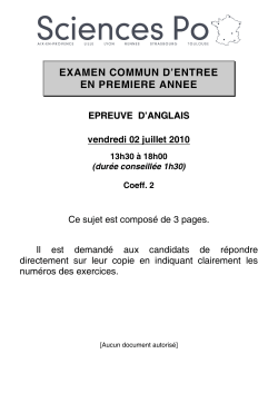 EXAMEN COMMUN D`ENTREE EN PREMIERE ANNEE EPREUVE