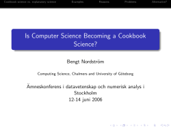 Is Computer Science Becoming a Cookbook Science?