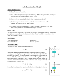 Lab 12 Archimedes` Principle