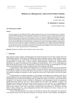 Middlesex as a Bildungsroman: Cal/lie and the Problem of