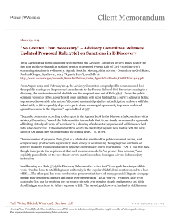"No Greater Than Necessary" &ndash; Advisory Committee Releases