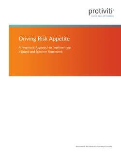 Driving Risk Appetite: A Pragmatic Approach to