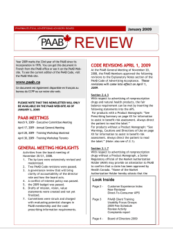 PAAB Review Newsletter jANUARY 2009