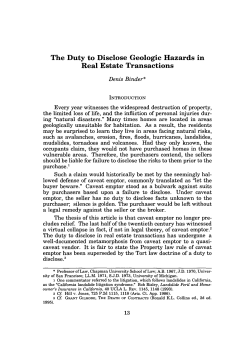 Duty to Disclose Geologic Hazards in Real Estate Transactions, The