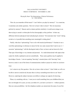 Playing by Heart: The Epistemology of Piano Performance