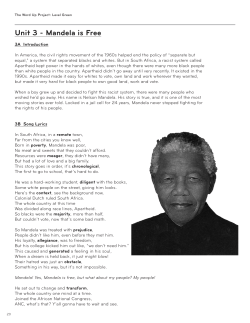 Unit 3 - Mandela is Free
