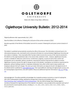 Oglethorpe University Bulletin: 2012-2014