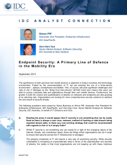 IDCANALYSTCONNECTION Endpoint Security: A Primary Line of