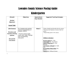 Lowndes County Science Pacing Guide Kindergarten