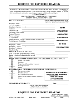 Expedited Hearing - Virginia Workers` Compensation Commission