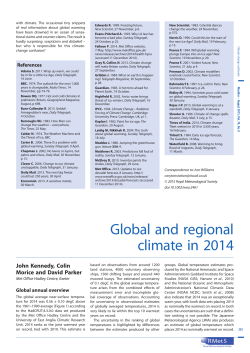 (2015):Global and Regional Climate in 2014