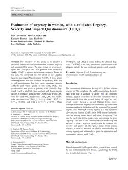 Evaluation of urgency in women, with a validated Urgency, Severity