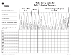 Water Safety Instructor Skills Evaluation Worksheet
