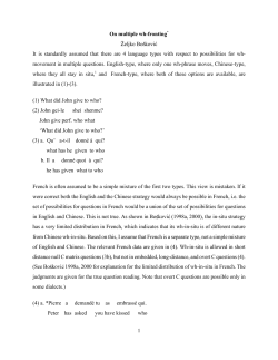 On multiple Wh-fronting - University of Connecticut