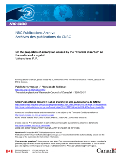 NRC Publications Archive Archives des publications du CNRC