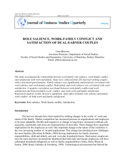 role salience, work-family conflict and satisfaction of dual