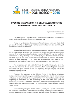 opening message for the year celebrating the bicentenary of don