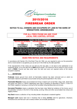 2015/2016 firebreak order - Shire of Bridgetown