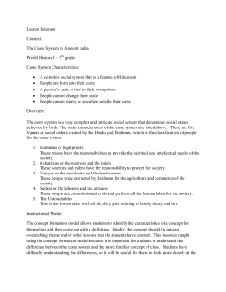 Lauren Peterson Context: The Caste System in Ancient India World