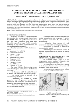 experimental research about orthogonal cutting process of