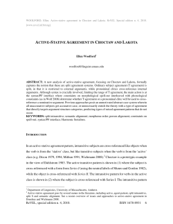 ACTIVE-STATIVE AGREEMENT IN CHOCTAW AND LAKOTA