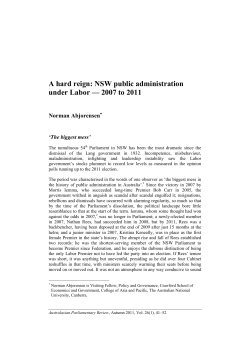 A hard reign: NSW public administration under Labor &mdash; 2007 to 2011