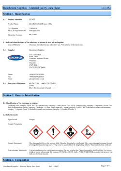 Benchmark Supplies - Material Safety Data Sheet LE3452