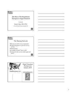 The Role of the Respiratory Therapist in Organ Donation The