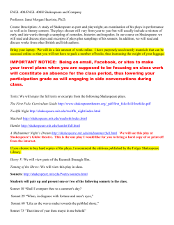 Syllabus--Shakespeare and Company 2016