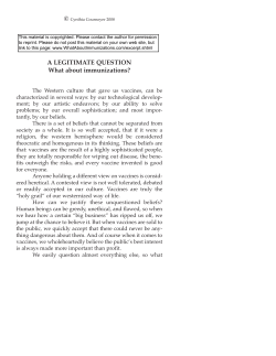 A LEGITIMATE QUESTION What about immunizations?